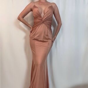 Entry Strapless Tan Gown